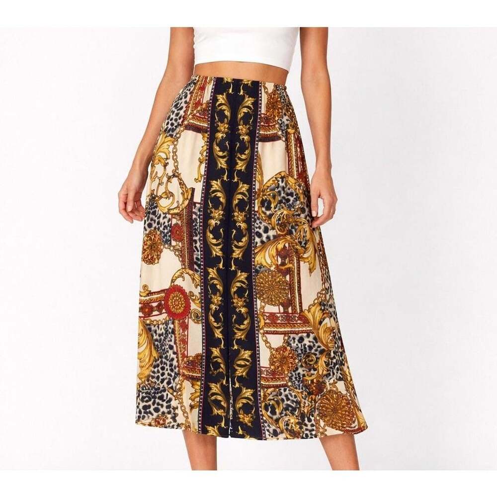 Cache Women's Cream and Gold Skirt